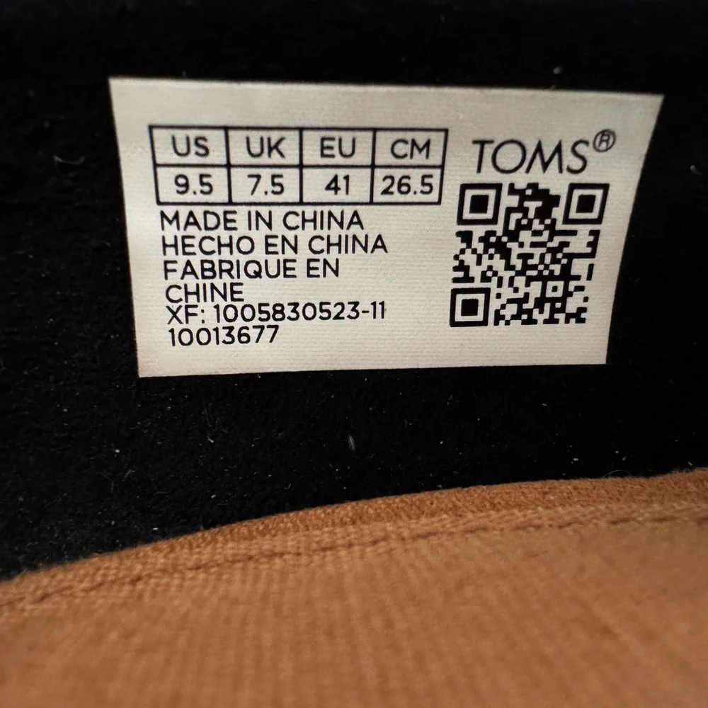 TOMS Classic Black Canvas Peep Toe Cork Wedge Heels Size 9.5 Euro-Summer